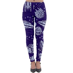 Space Sketch Seamless Pattern Lightweight Velour Leggings by Vaneshart