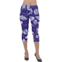 Space Sketch Seamless Pattern Lightweight Velour Capri Leggings  View1