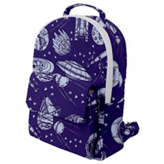 Space Sketch Seamless Pattern Flap Pocket Backpack (small) by Vaneshart