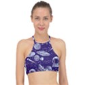 Space Sketch Seamless Pattern Racer Front Bikini Top View1