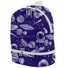 Space Sketch Seamless Pattern Zip Bottom Backpack by Vaneshart