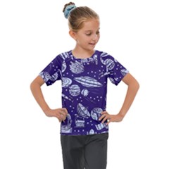 Space Sketch Seamless Pattern Kids  Mesh Piece Tee