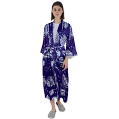 Space Sketch Seamless Pattern Maxi Satin Kimono by Vaneshart