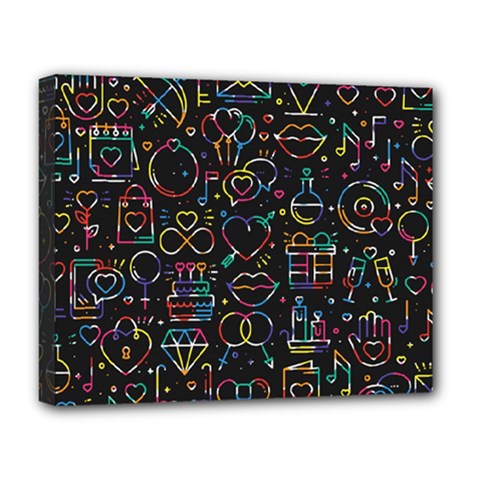 Seamless Pattern With Love Symbols Deluxe Canvas 20  X 16  (stretched) by Vaneshart