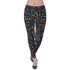 Seamless Pattern With Love Symbols Velvet Leggings by Vaneshart