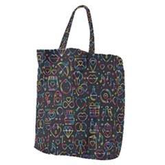 Seamless Pattern With Love Symbols Giant Grocery Tote by Vaneshart