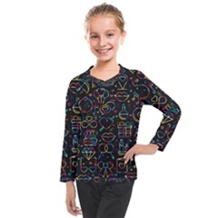 Seamless Pattern With Love Symbols Kids  Long Mesh Tee