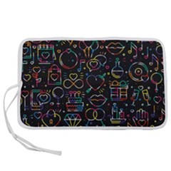 Seamless Pattern With Love Symbols Pen Storage Case (l) by Vaneshart