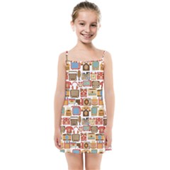 Vintage Gadget Seamless Pattern Kids  Summer Sun Dress