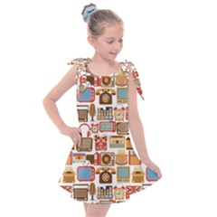 Vintage Gadget Seamless Pattern Kids  Tie Up Tunic Dress by Vaneshart