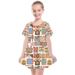 Vintage Gadget Seamless Pattern Kids  Smock Dress by Vaneshart