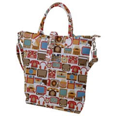 Vintage Gadget Seamless Pattern Buckle Top Tote Bag by Vaneshart