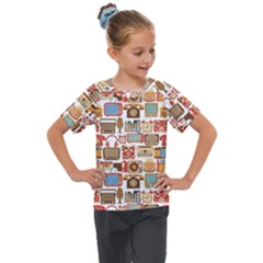 Vintage Gadget Seamless Pattern Kids  Mesh Piece Tee