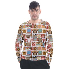 Vintage Gadget Seamless Pattern Men s Long Sleeve Raglan Tee