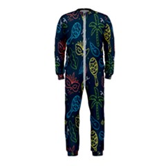 Hand Drawn Brazilian Carnival Seamless Pattern With Maracas Music Instruments Onepiece Jumpsuit (kids)