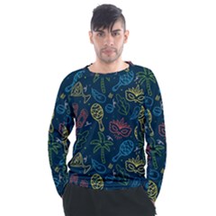 Hand Drawn Brazilian Carnival Seamless Pattern With Maracas Music Instruments Men s Long Sleeve Raglan Tee