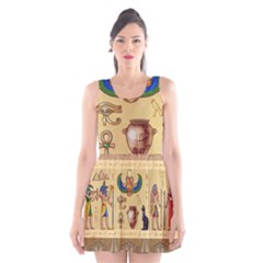 Egypt Horizontal Illustration Scoop Neck Skater Dress by Vaneshart