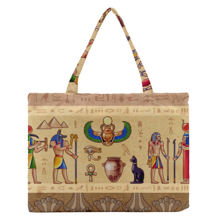 Egypt Horizontal Illustration Zipper Medium Tote Bag