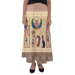 Egypt Horizontal Illustration Flared Maxi Skirt by Vaneshart