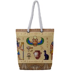 Egypt Horizontal Illustration Full Print Rope Handle Tote (small) by Vaneshart