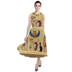 Egypt Horizontal Illustration Round Neck Boho Dress by Vaneshart