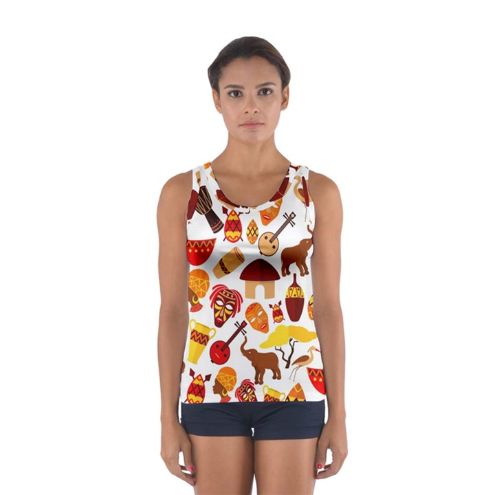 Africa Jungle Ethnic Tribe Travel Seamless Pattern Vector Illustration Sport Tank Top 