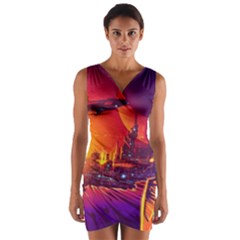 Far Future Human Colonization Wrap Front Bodycon Dress by Vaneshart