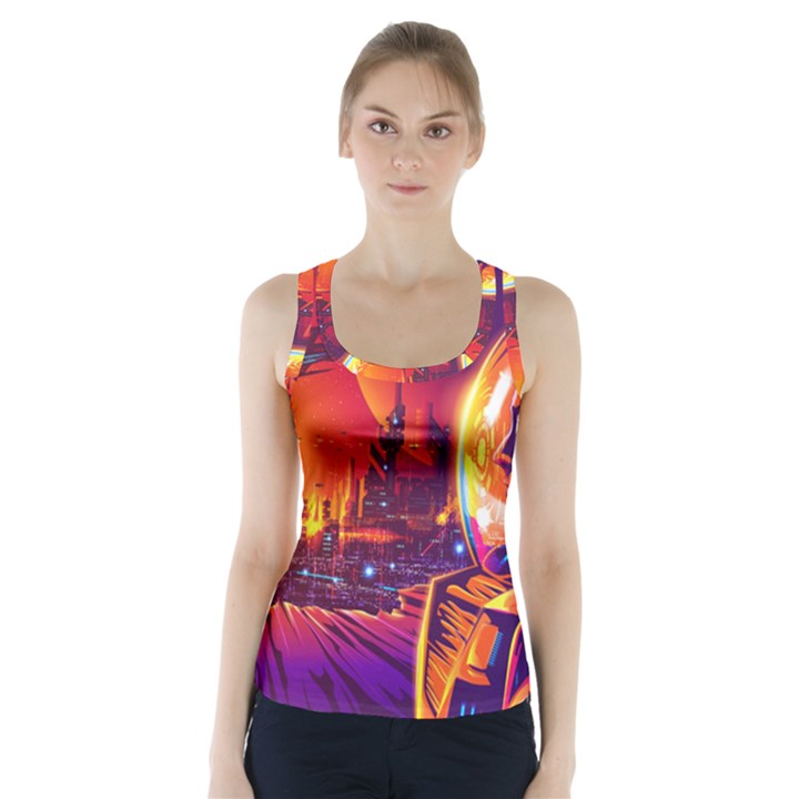 Far Future Human Colonization Racer Back Sports Top