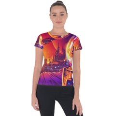 Far Future Human Colonization Short Sleeve Sports Top  by Vaneshart