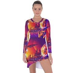 Far Future Human Colonization Asymmetric Cut-out Shift Dress by Vaneshart