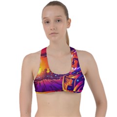 Far Future Human Colonization Criss Cross Racerback Sports Bra by Vaneshart