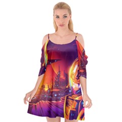 Far Future Human Colonization Cutout Spaghetti Strap Chiffon Dress by Vaneshart