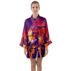 Far Future Human Colonization Long Sleeve Satin Kimono by Vaneshart