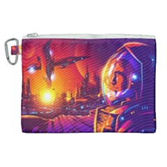 Far Future Human Colonization Canvas Cosmetic Bag (xl) by Vaneshart