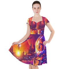 Far Future Human Colonization Cap Sleeve Midi Dress by Vaneshart