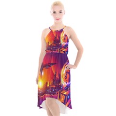 Far Future Human Colonization High-low Halter Chiffon Dress  by Vaneshart