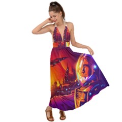 Far Future Human Colonization Backless Maxi Beach Dress by Vaneshart