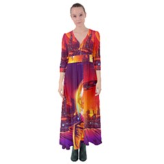 Far Future Human Colonization Button Up Maxi Dress by Vaneshart