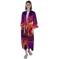 Far Future Human Colonization Maxi Satin Kimono by Vaneshart