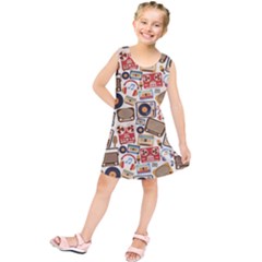 Music Retro Seamless Pattern Kids  Tunic Dress by Vaneshart