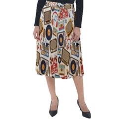 Music Retro Seamless Pattern Classic Velour Midi Skirt 