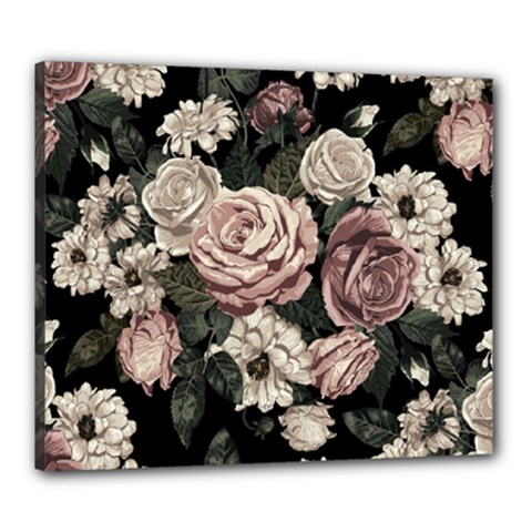 Elegant Seamless Pattern Blush Toned Rustic Flowers Canvas 24  X 20  (stretched) by Vaneshart