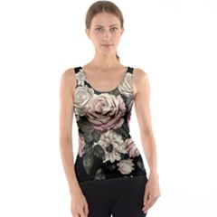 Elegant Seamless Pattern Blush Toned Rustic Flowers Tank Top by Vaneshart