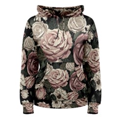 Elegant Seamless Pattern Blush Toned Rustic Flowers Women s Pullover Hoodie by Vaneshart