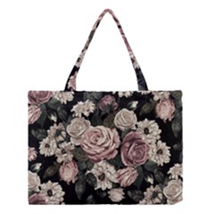 Elegant Seamless Pattern Blush Toned Rustic Flowers Medium Tote Bag by Vaneshart