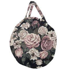 Elegant Seamless Pattern Blush Toned Rustic Flowers Giant Round Zipper Tote by Vaneshart