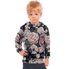 Elegant Seamless Pattern Blush Toned Rustic Flowers Kids  Hooded Pullover by Vaneshart