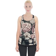 Elegant Seamless Pattern Blush Toned Rustic Flowers Piece Up Tank Top by Vaneshart