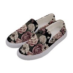 Elegant Seamless Pattern Blush Toned Rustic Flowers Women s Canvas Slip Ons by Vaneshart