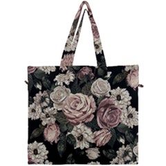 Elegant Seamless Pattern Blush Toned Rustic Flowers Canvas Travel Bag by Vaneshart